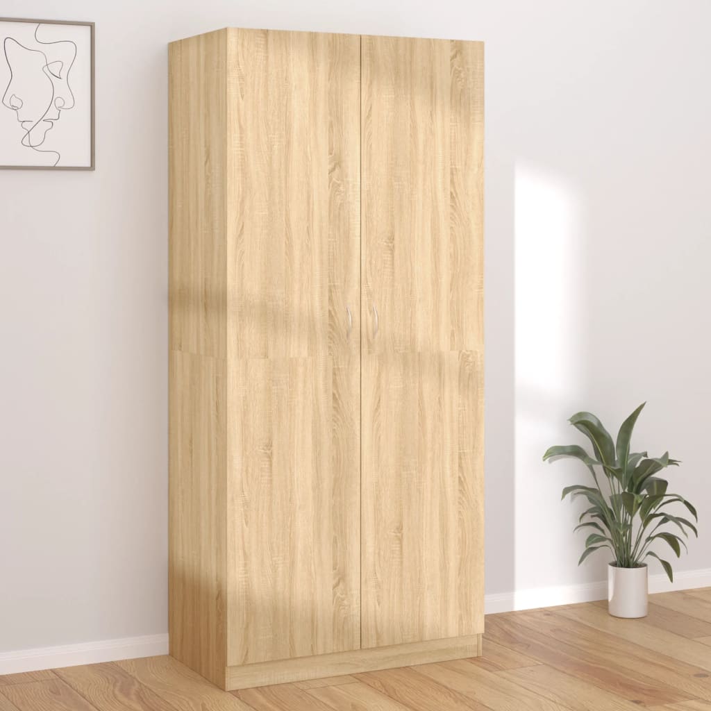 Kledingkast 90X52X200 Cm Bewerkt Hout Eikenkleurig