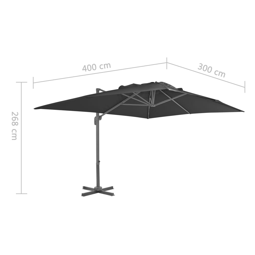 Zwevende Parasol Met Aluminium Paal 4X3 M