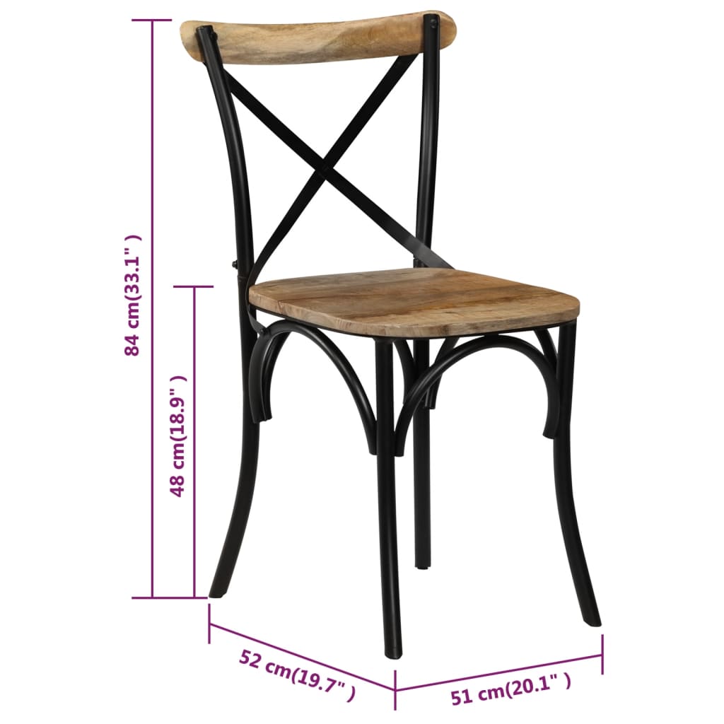 Kruisstoelen Massief Mangohout Zwart