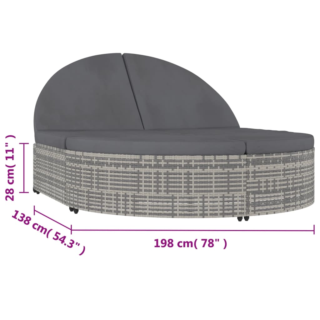 Ligbed Met Kussens 2-Persoons Poly Rattan