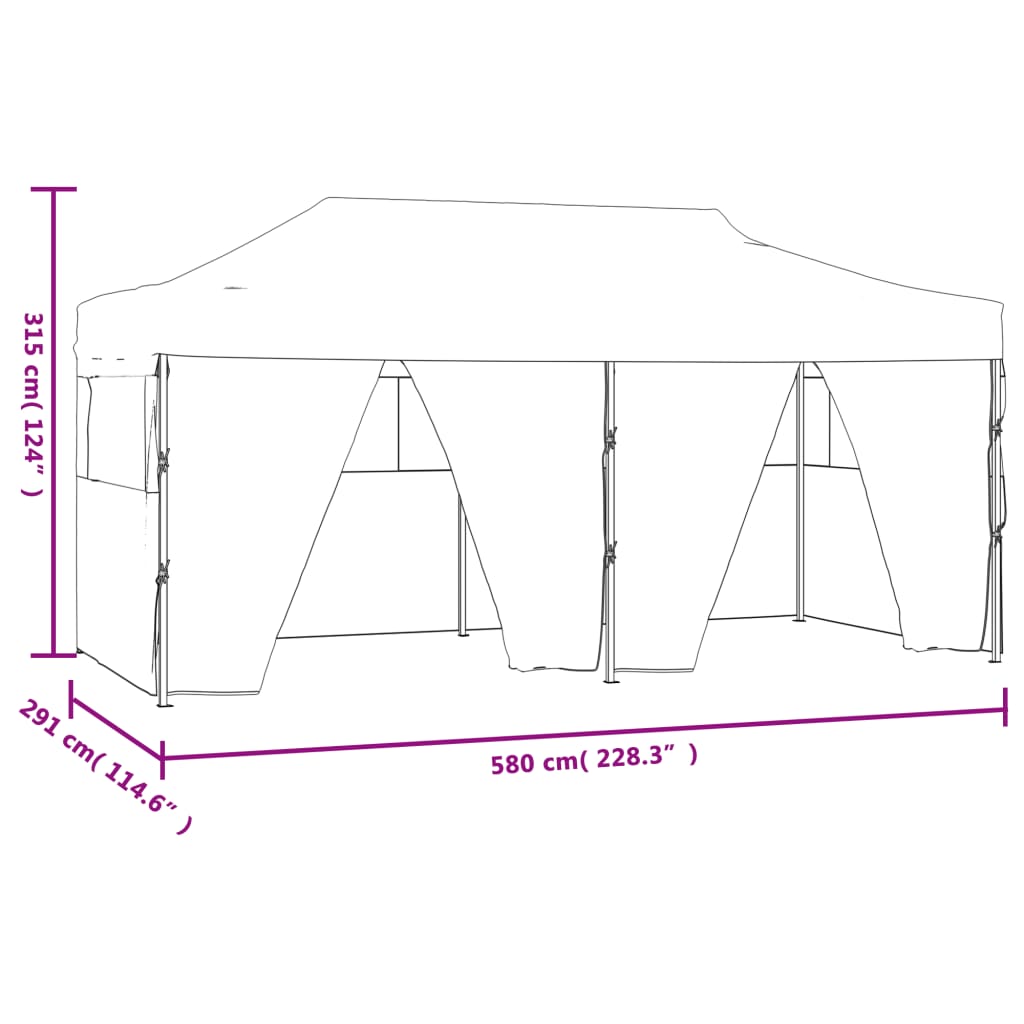 Partytent Met 4 Zijwanden Inklapbaar 3X6 M Staal