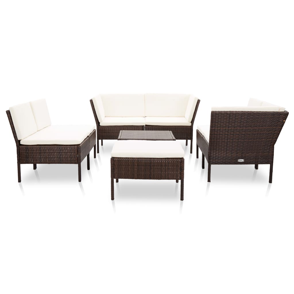 Loungeset Met Kussens Poly Rattan