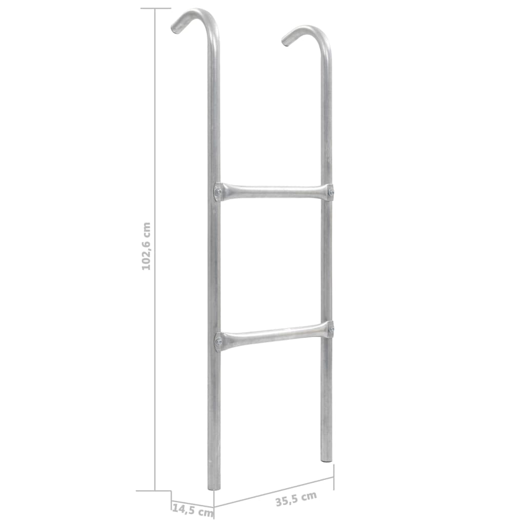 Trampolineladder Met 2 Sporten 102,6 Cm Staal Zilverkleurig