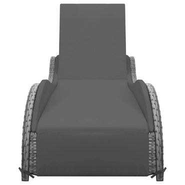 Ligbed Met Kussen Poly Rattan Antraciet