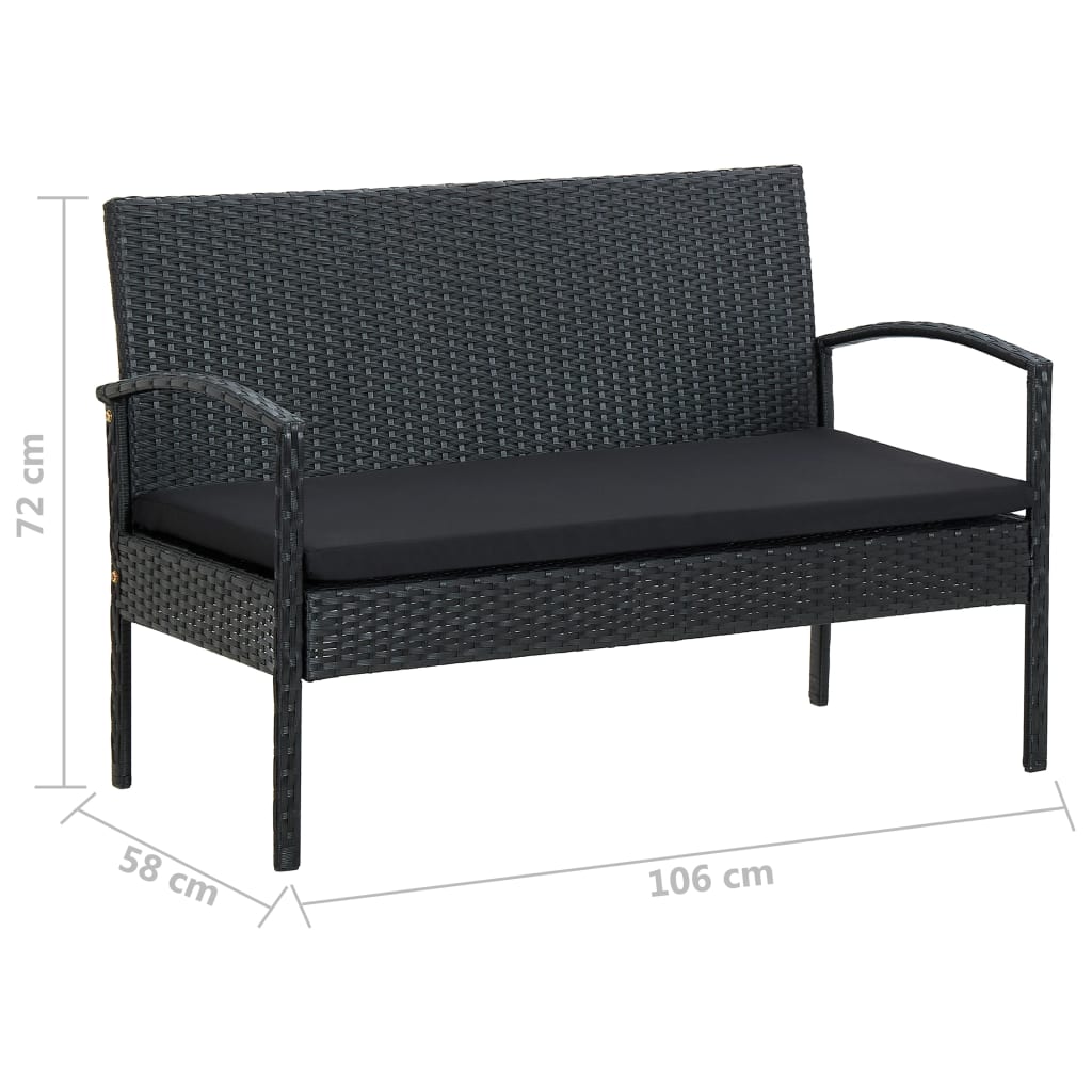 Loungeset Met Kussens Poly Rattan
