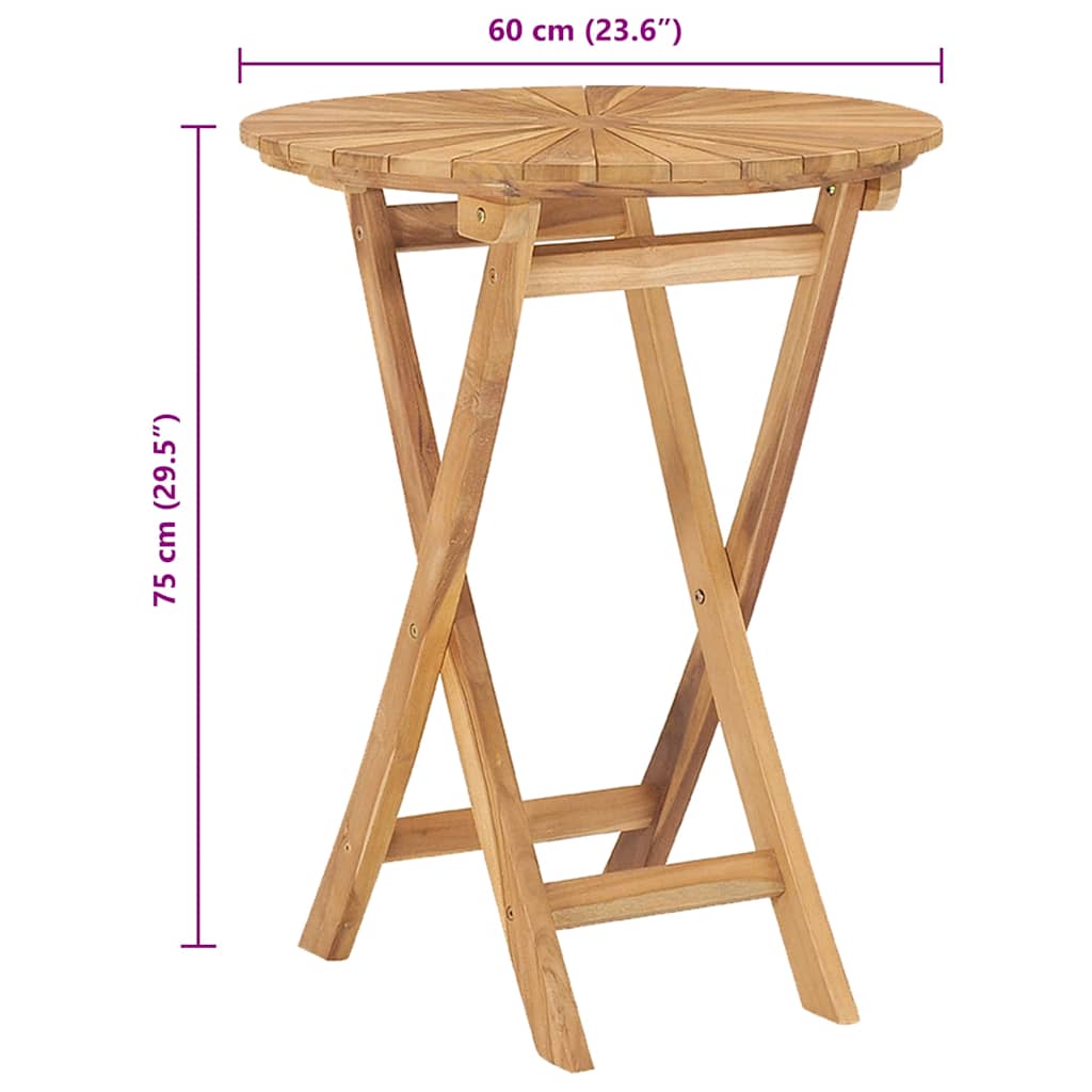 Tuintafel Inklapbaar Ø60 Cm Massief Teakhout