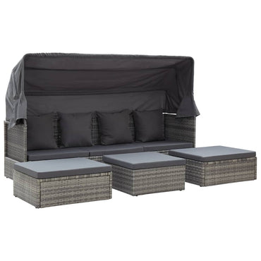 Tuinbed Met Luifel Poly Rattan Gemengd