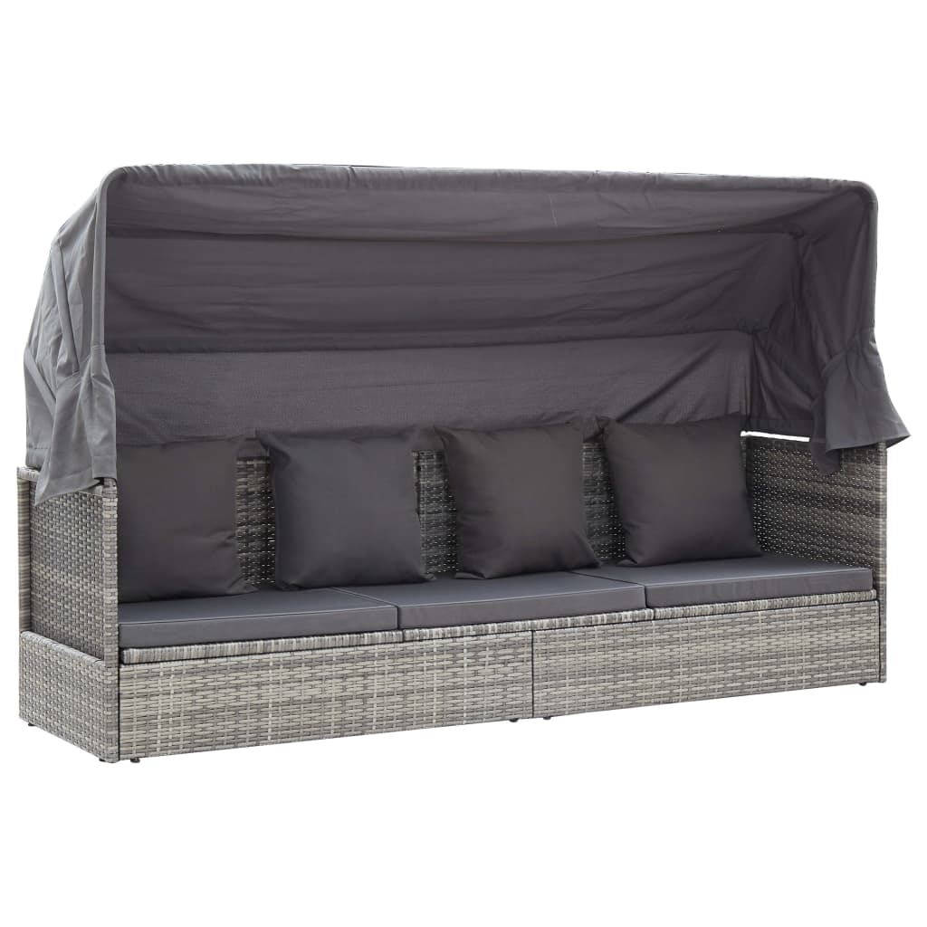 Tuinbed Met Luifel Poly Rattan Gemengd