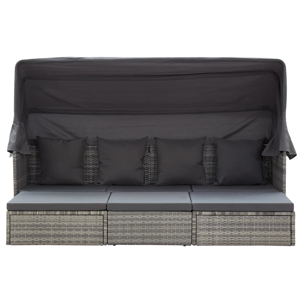Tuinbed Met Luifel Poly Rattan Gemengd