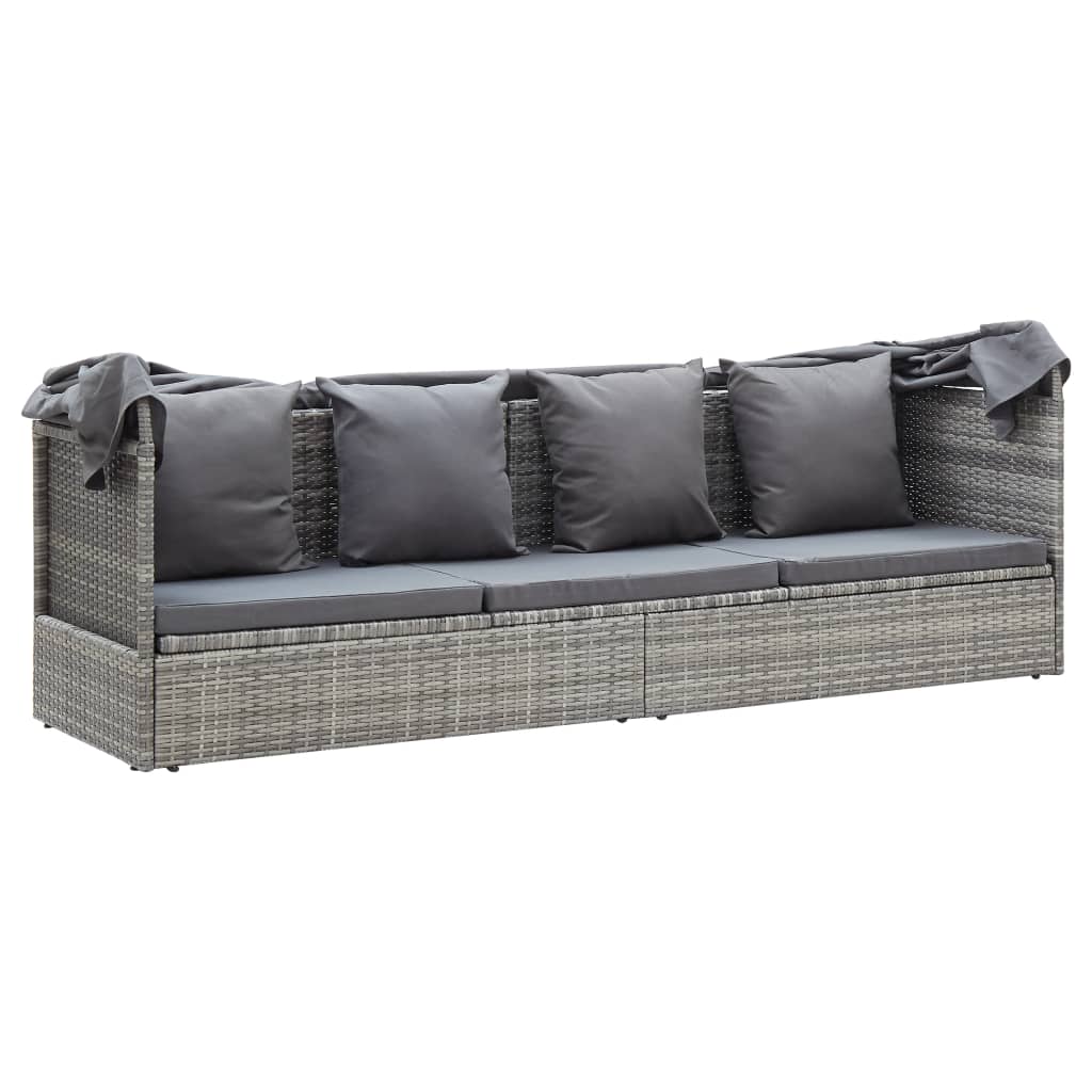 Tuinbed Met Luifel Poly Rattan Gemengd