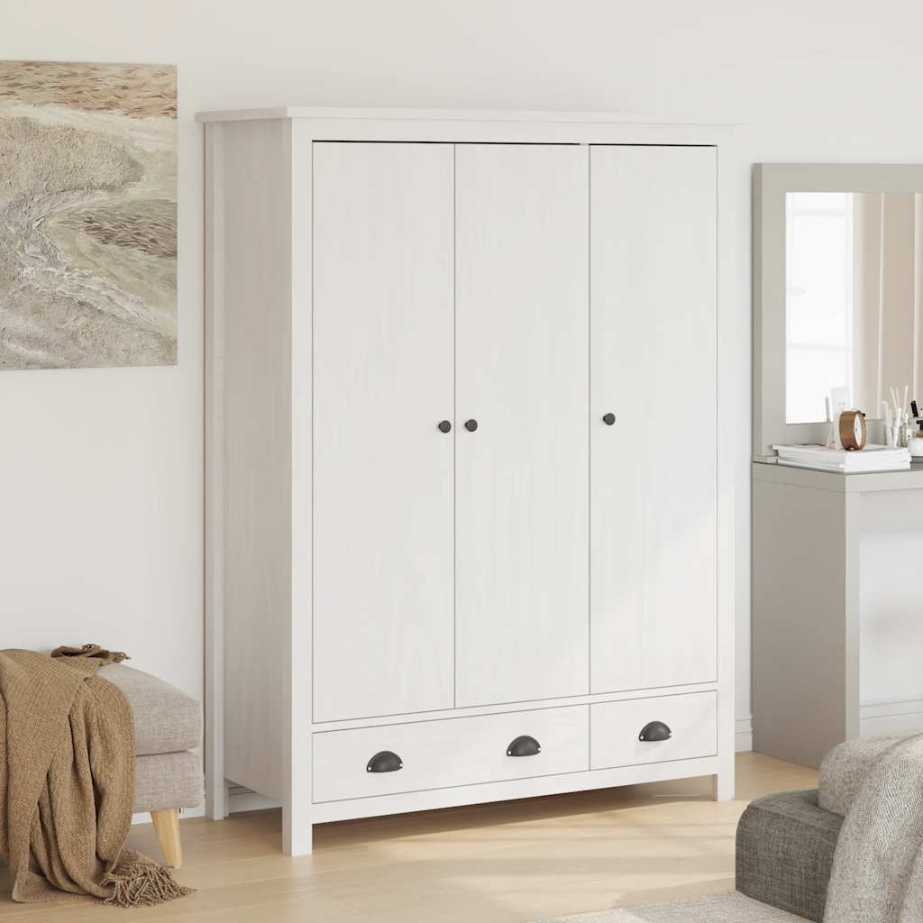 Kledingkast Hill 3 Deuren 127X50X170 Cm Massief Grenenhout