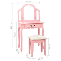 Kaptafel Met Kruk 65X36X128 Cm Paulowniahout Mdf