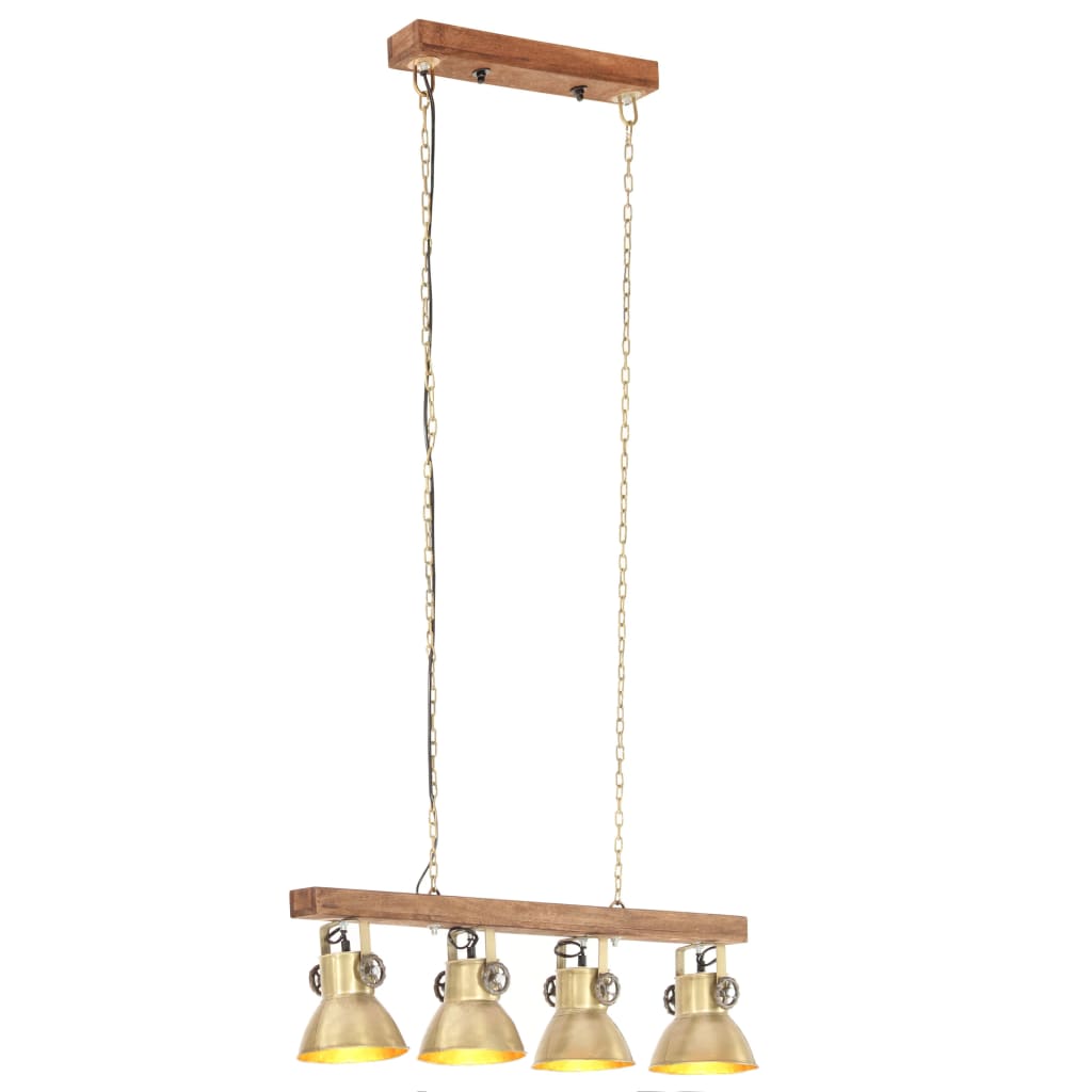 Plafondlamp Industrieel E27 Mangohout Messingkleurig Donkerbruin