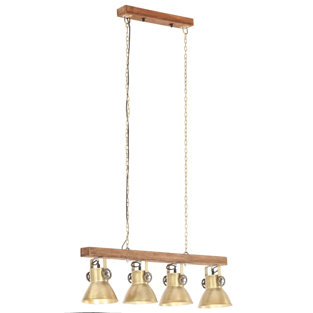 Plafondlamp Industrieel E27 Mangohout Messingkleurig Donkerbruin