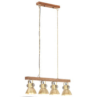 Plafondlamp Industrieel E27 Mangohout Messingkleurig Donkerbruin