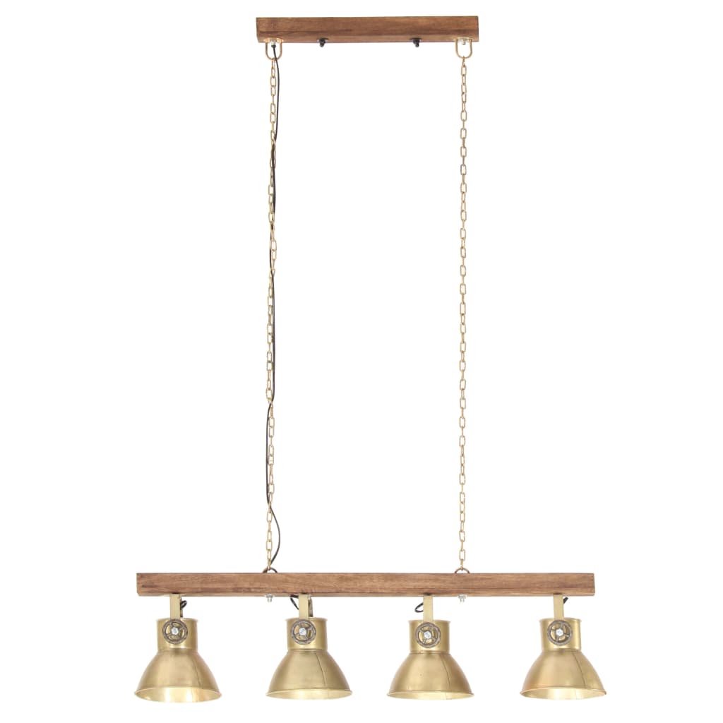 Plafondlamp Industrieel E27 Mangohout Messingkleurig Donkerbruin