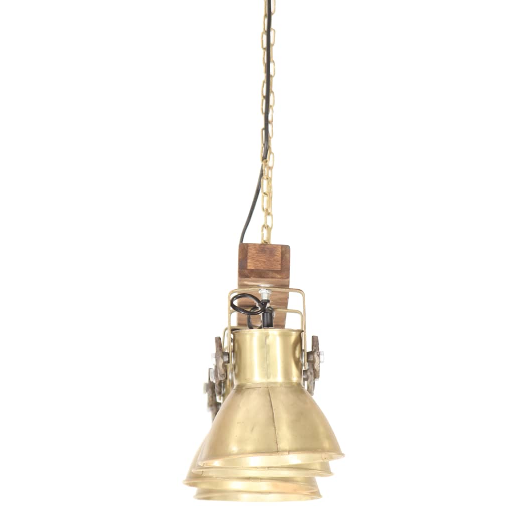 Plafondlamp Industrieel E27 Mangohout Messingkleurig Donkerbruin