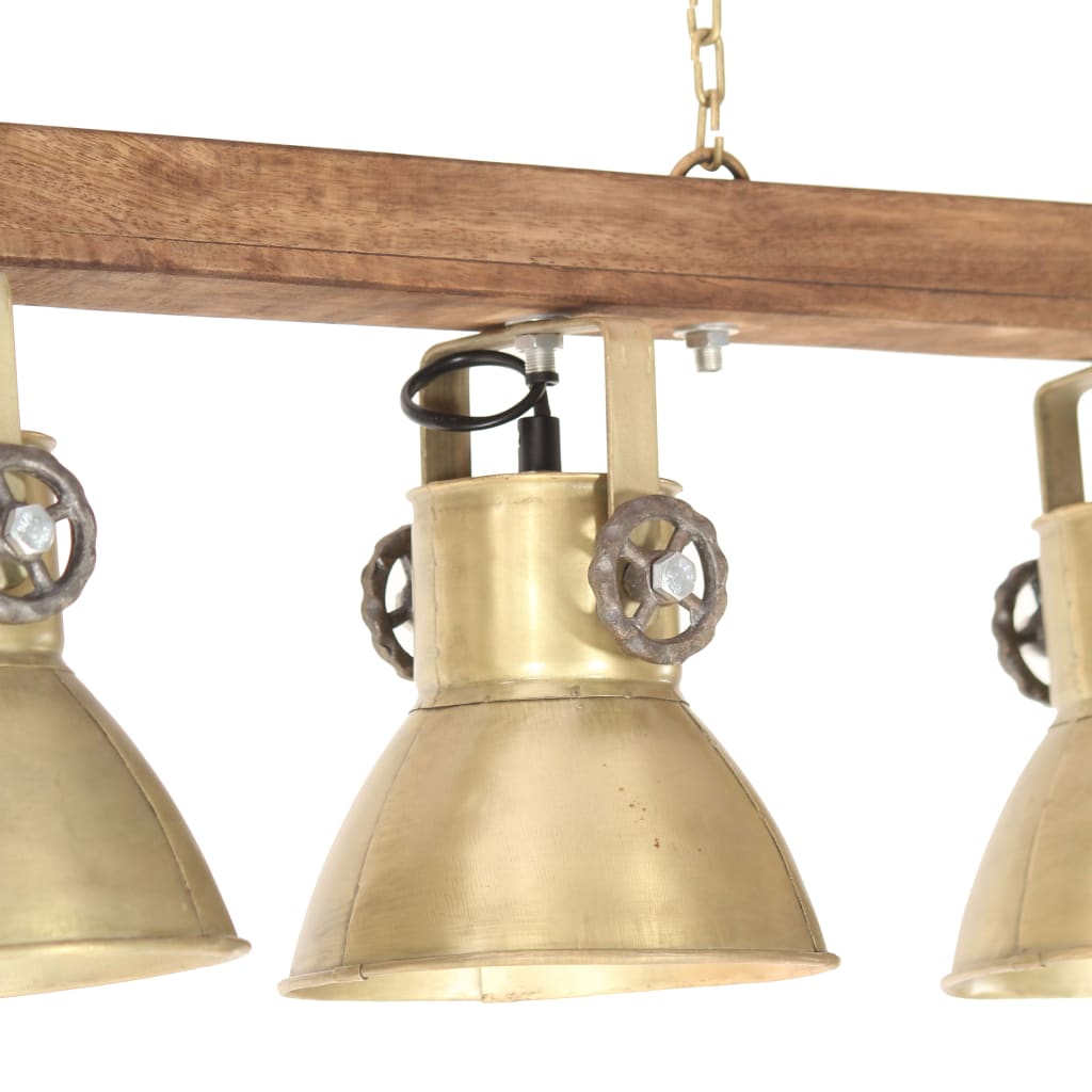 Plafondlamp Industrieel E27 Mangohout Messingkleurig Donkerbruin