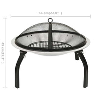 Vuurschaal En Barbecue 2-In-1 Met Pook 56X56X49 Cm Rvs