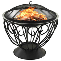 Vuurschaal En Barbecue 2-In-1 Met Pook 59X59X60 Cm Rvs Zwart