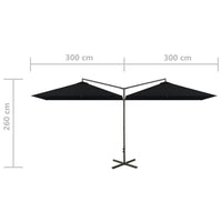 Parasol Dubbel Met Stalen Paal 600X300 Cm