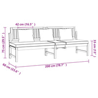 Dagbed Met Kleurig Kussen 200X60X75 Cm Massief Acaciahout