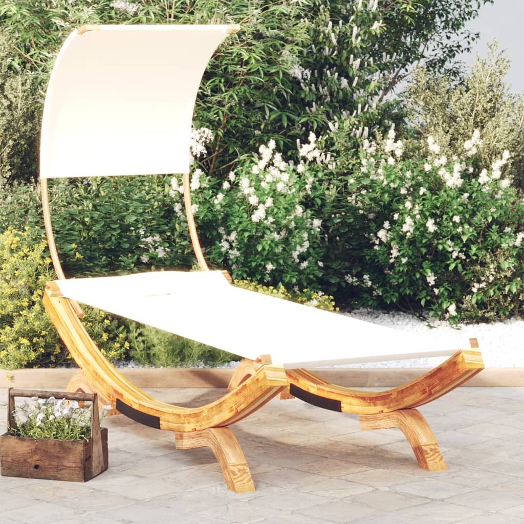 Loungebed Met Luifel Gebogen Hout Kleur