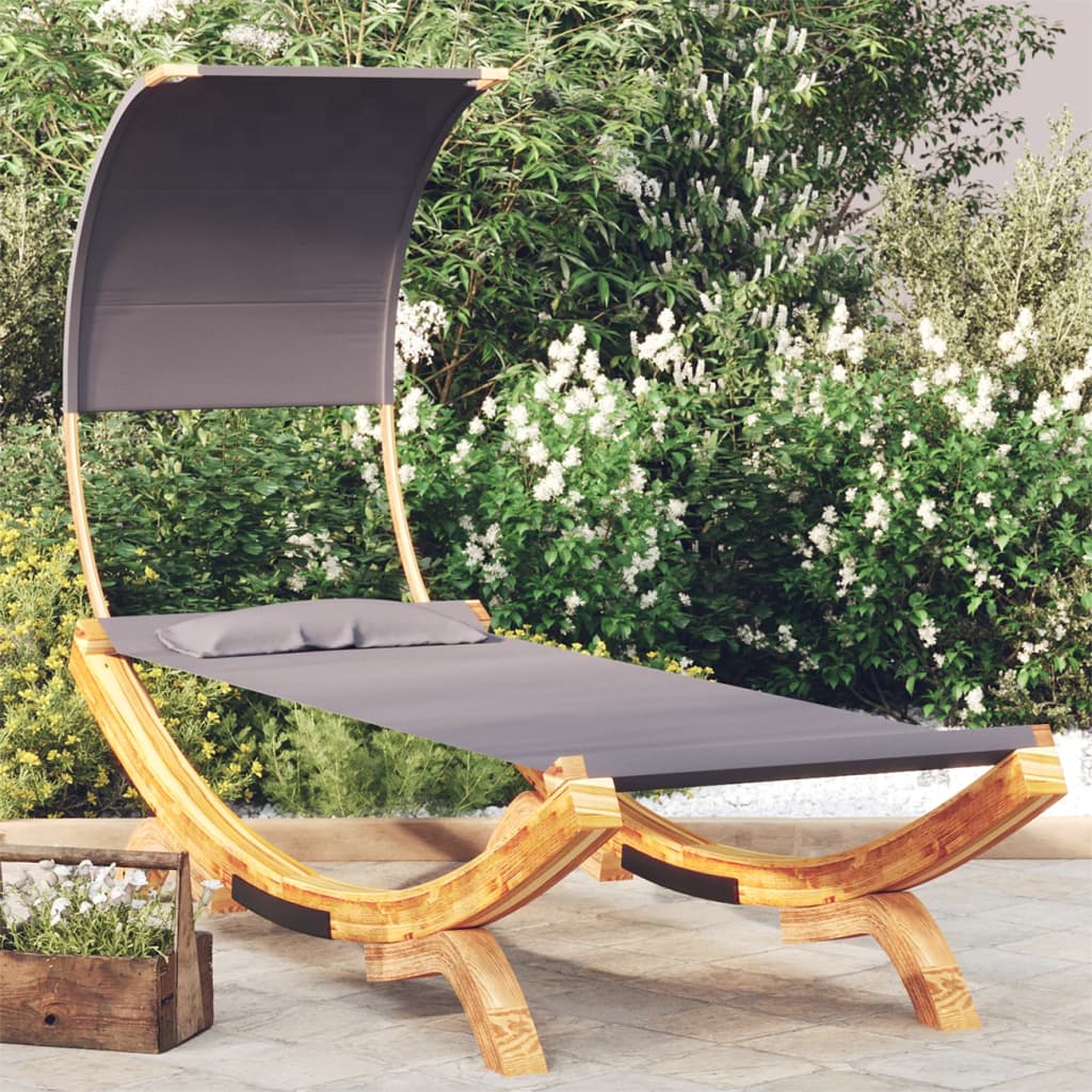 Loungebed Met Luifel Gebogen Hout Kleur