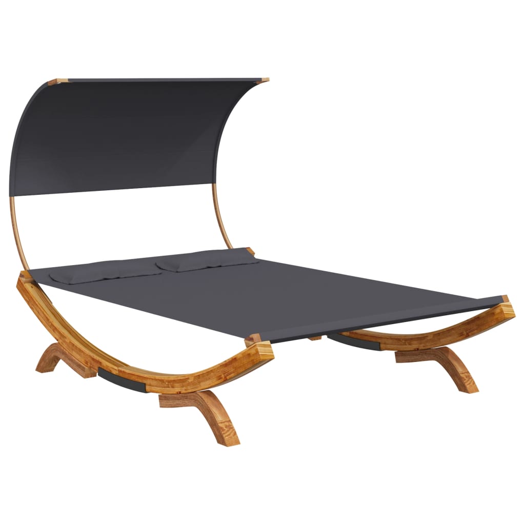 Loungebed Met Luifel Gebogen Hout Kleur
