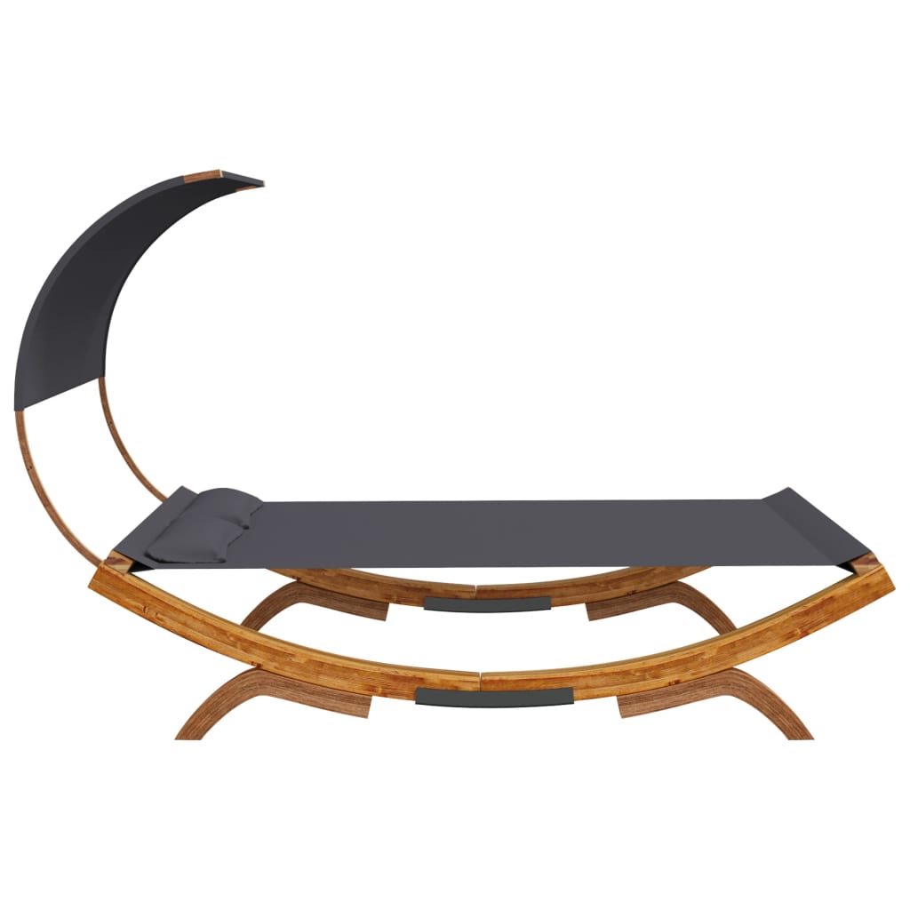 Loungebed Met Luifel Gebogen Hout Kleur