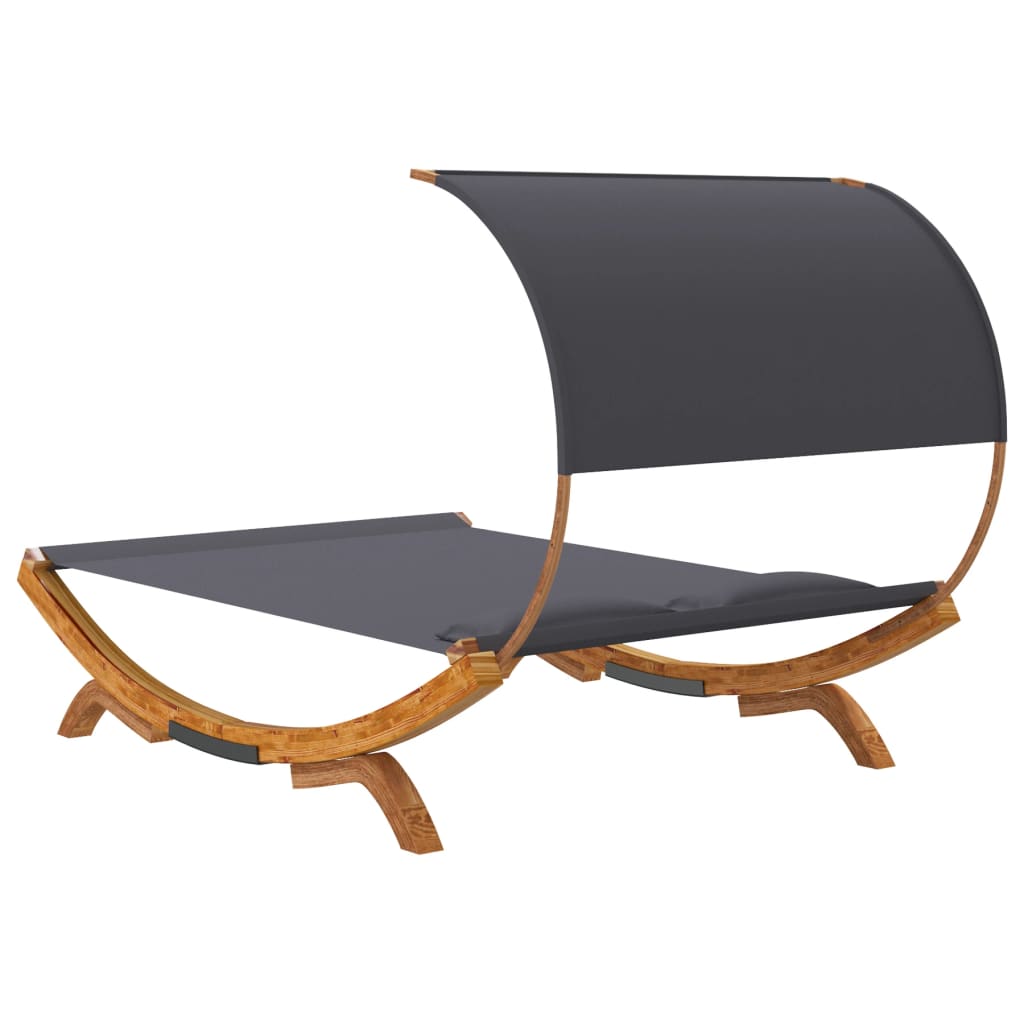 Loungebed Met Luifel Gebogen Hout Kleur