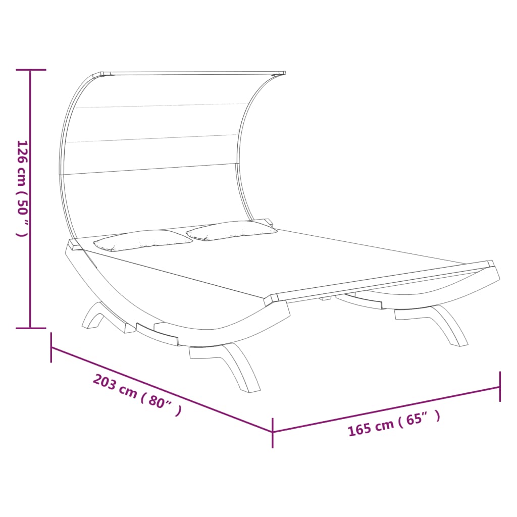 Loungebed Met Luifel Gebogen Hout Kleur