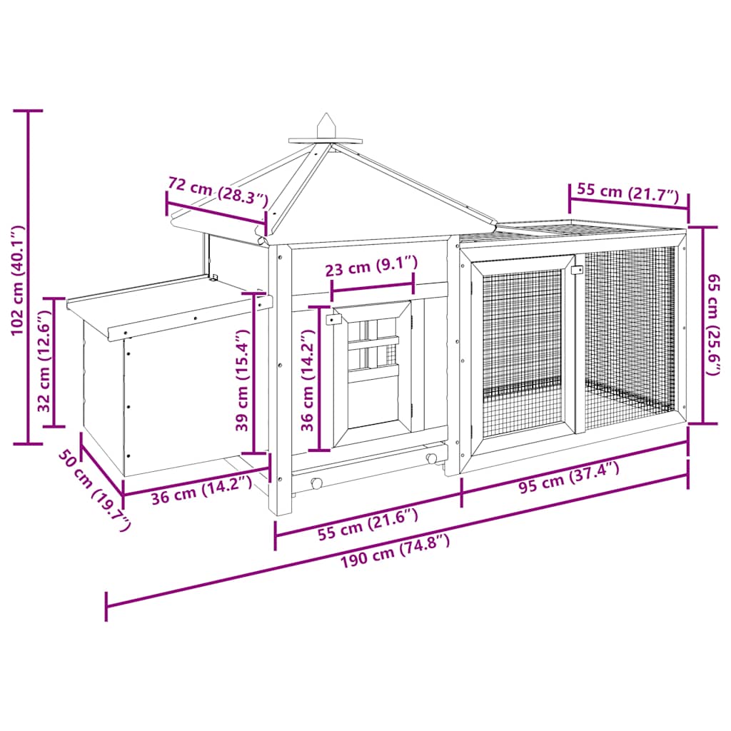 Kippenhok Met Nestkast 190X72X102 Massief Vurenhout