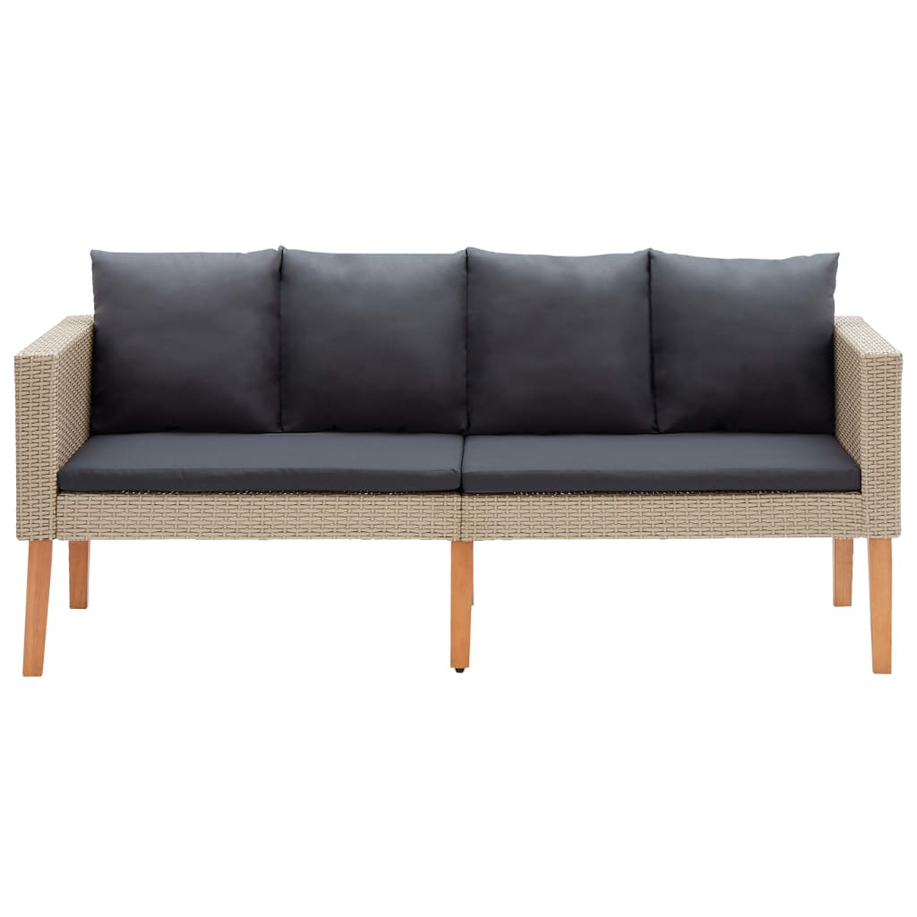 2-Delige Loungeset Met Kussens Poly Rattan