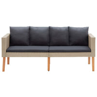 2-Delige Loungeset Met Kussens Poly Rattan