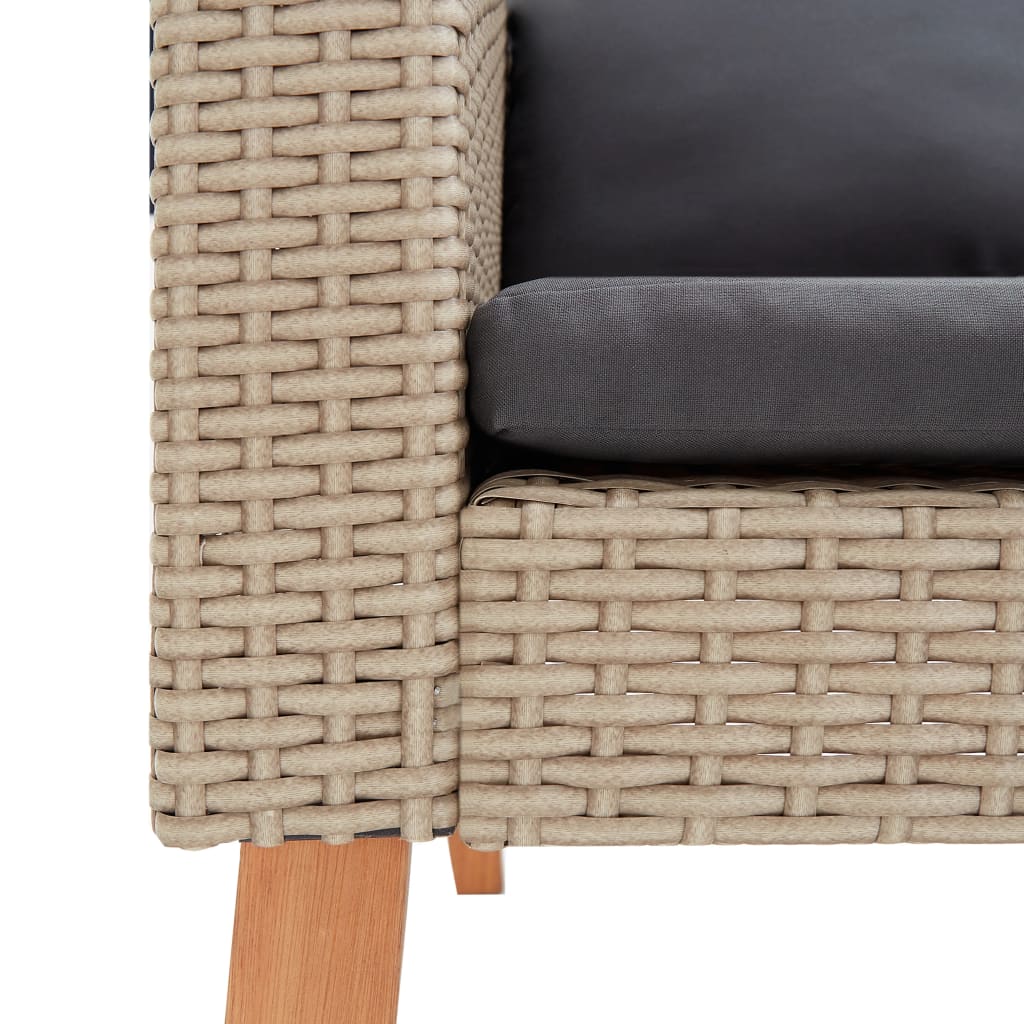 2-Delige Loungeset Met Kussens Poly Rattan