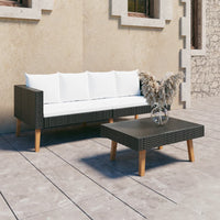 2-Delige Loungeset Met Kussens Poly Rattan