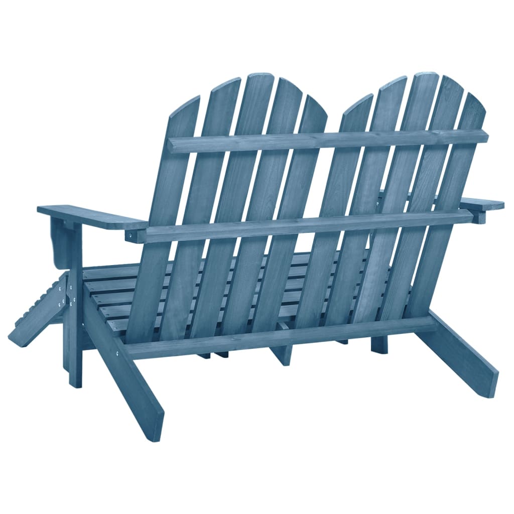Tuinstoel 2-Zits Adirondack Met Voetenbank Vurenhout Blauw