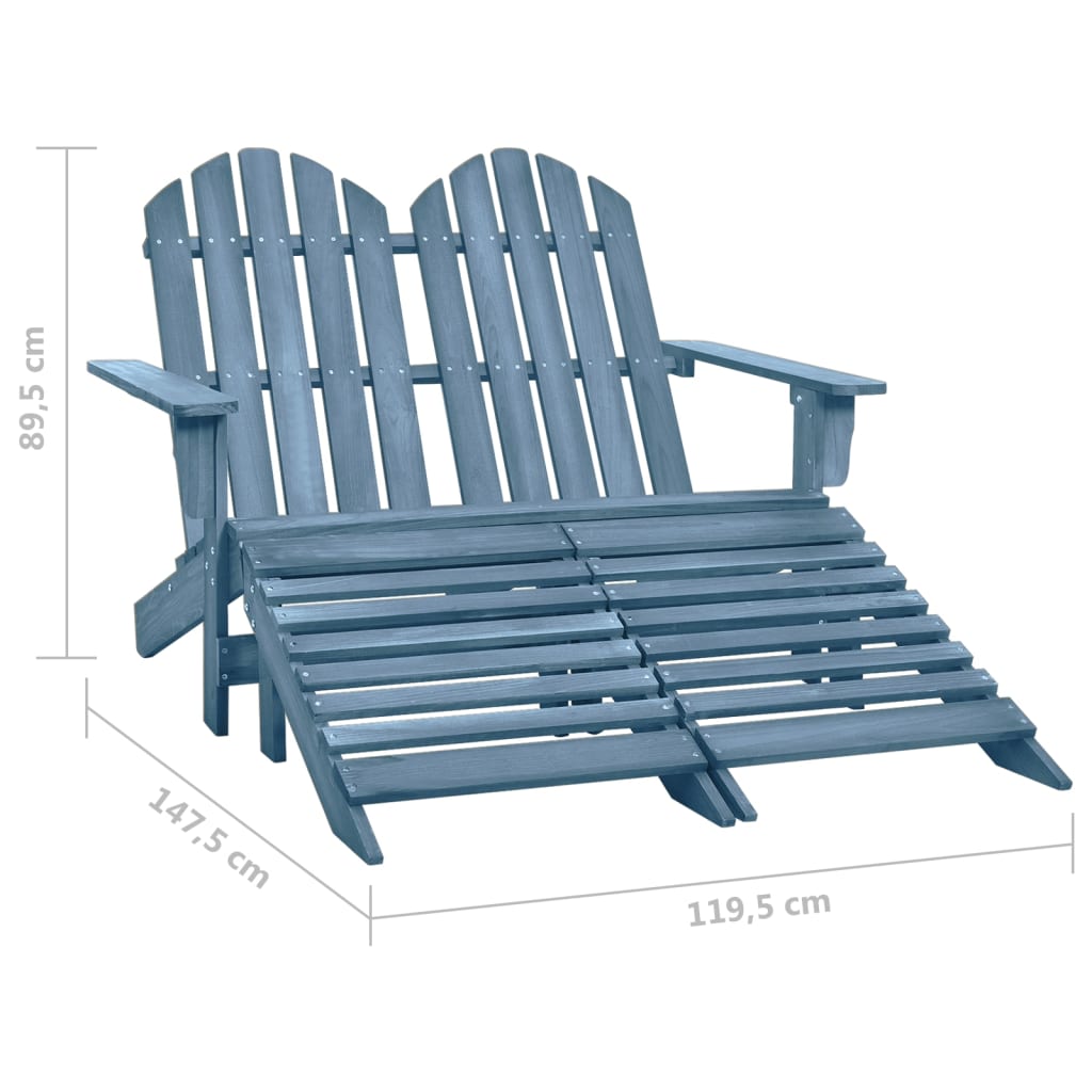 Tuinstoel 2-Zits Adirondack Met Voetenbank Vurenhout Blauw