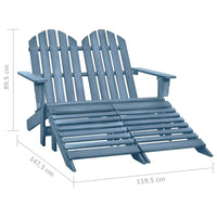 Tuinstoel 2-Zits Adirondack Met Voetenbank Vurenhout Blauw