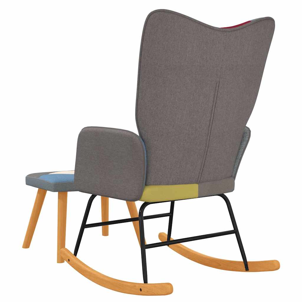Schommelstoel Met Voetenbank Patchwork Stof