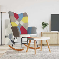 Schommelstoel Met Voetenbank Patchwork Stof
