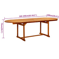7-Delige Tuinset Massief Acaciahout 160-240 Cm