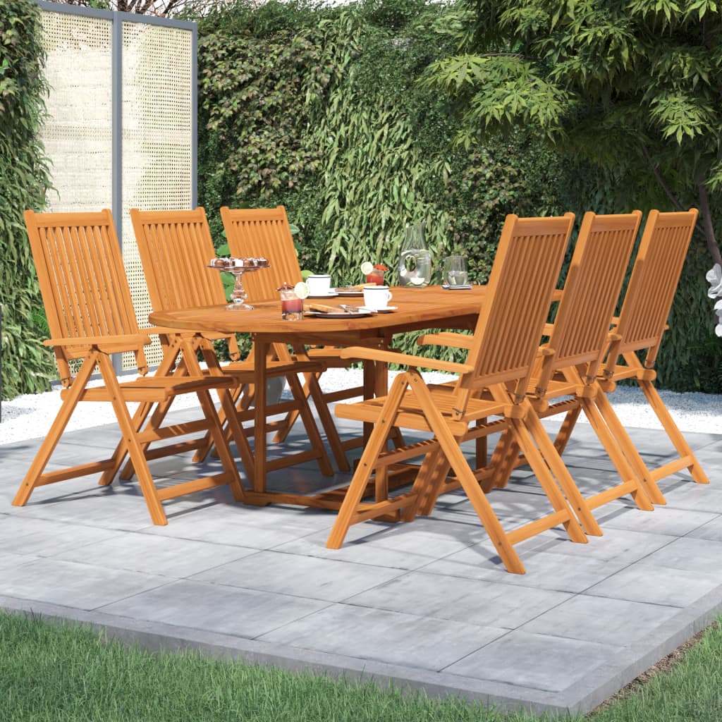 7-Delige Tuinset Massief Acaciahout 160-240 Cm
