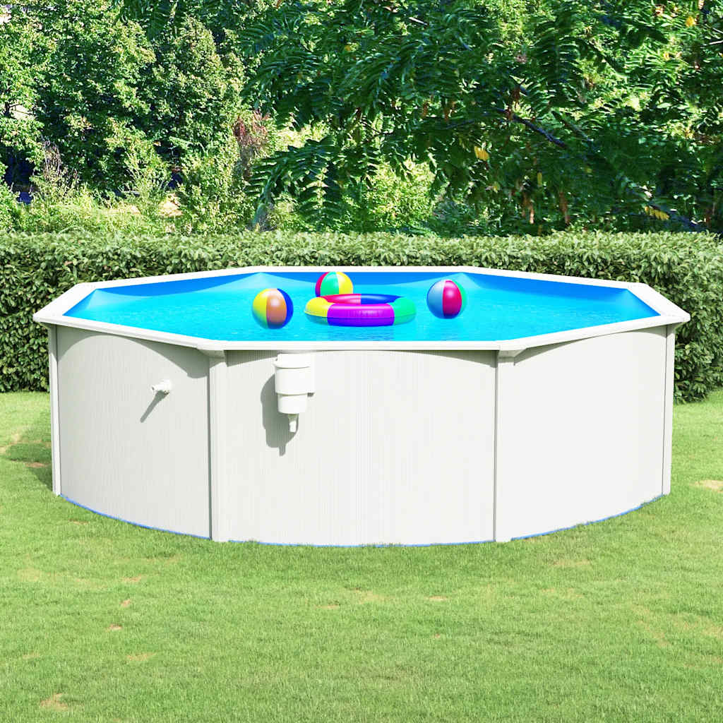 Met Stalen Wand Rond 460X120 Cm Wit
