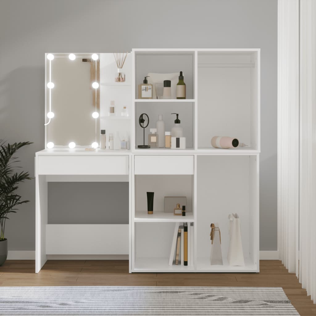 Kaptafel Met Kastjes Led Bewerkt Hout