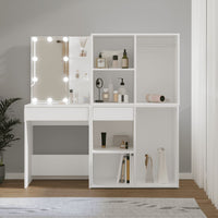 Kaptafel Met Kastjes Led Bewerkt Hout