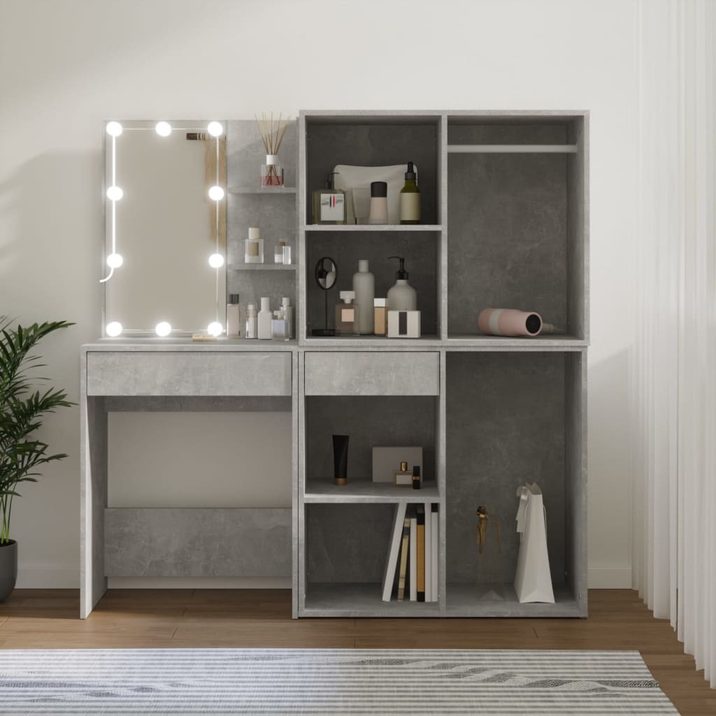 Kaptafel Met Kastjes Led Bewerkt Hout