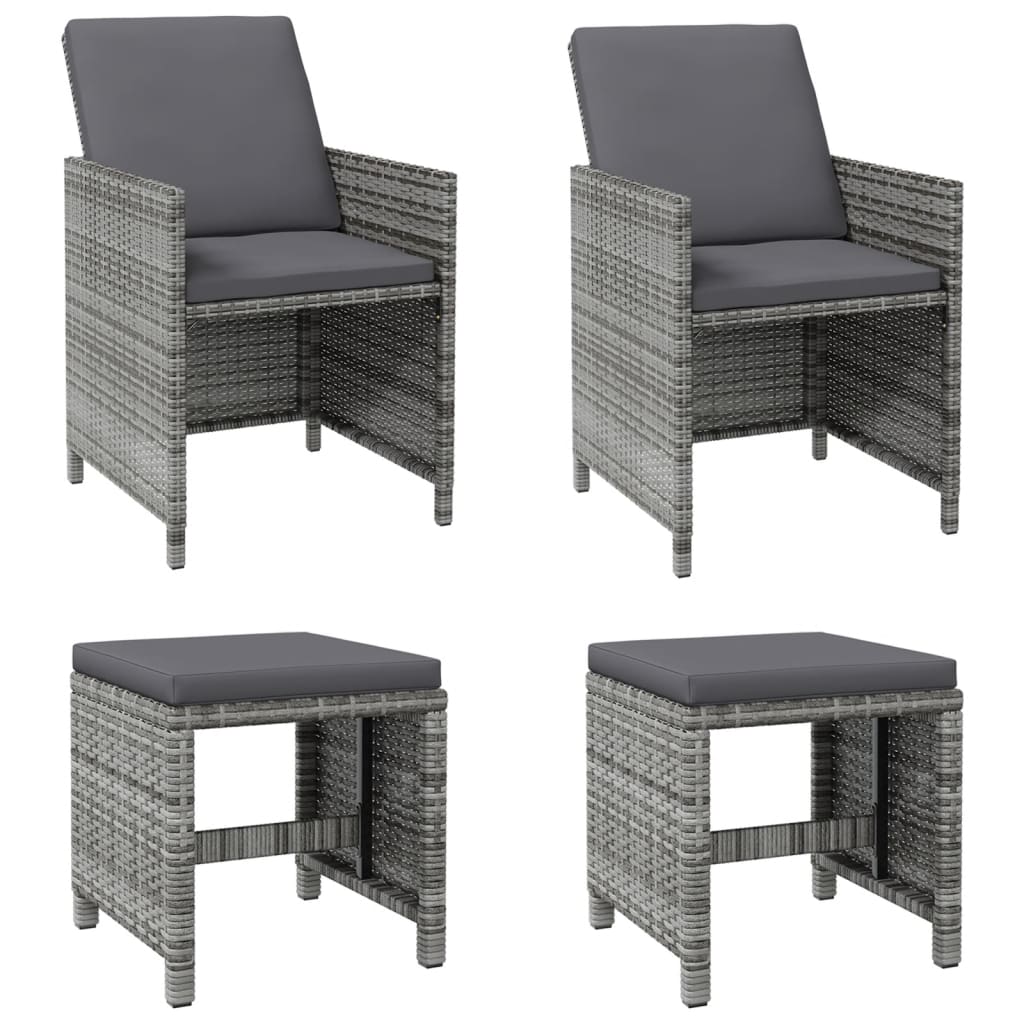 4-Delige Tuinstoelen- En Voetenbankenset Poly Rattan