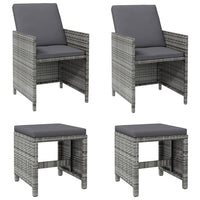 4-Delige Tuinstoelen- En Voetenbankenset Poly Rattan